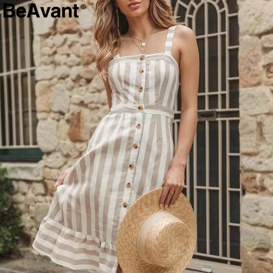 BeAvant striped linen cotton dress